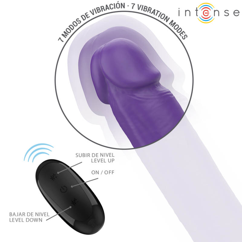 INTENSE - GUNTER DOUBLE VIBRATING DILDO 40 CM PURPLE REMOTE CONTROL