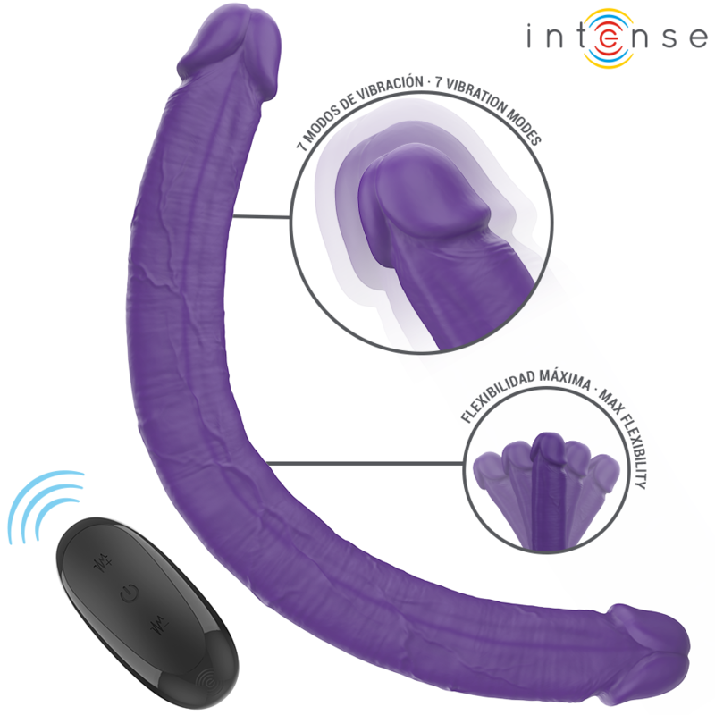 INTENSE - GUNTER DOUBLE VIBRATING DILDO 40 CM PURPLE REMOTE CONTROL