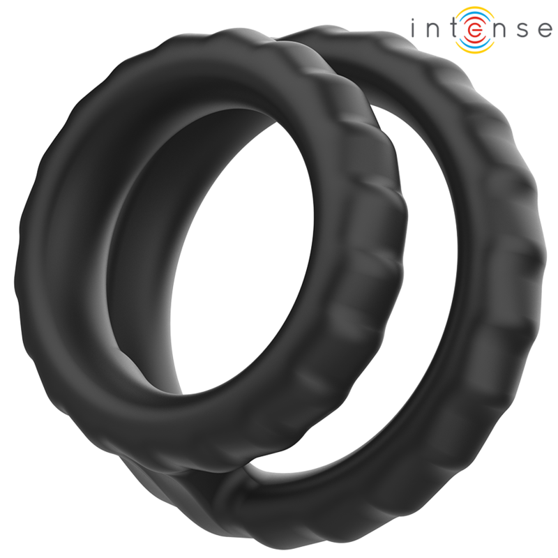 INTENSE - DEWEY BLACK SILICONE DOUBLE PENIS RING MODEL 2