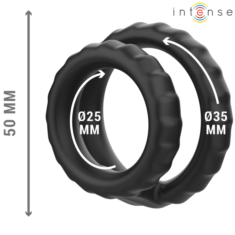 INTENSE - DEWEY BLACK SILICONE DOUBLE PENIS RING MODEL 2