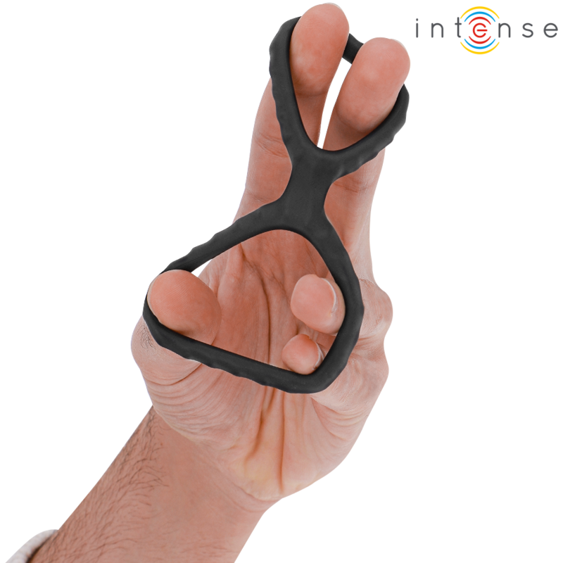 INTENSO - ANEL DUPLO DE SILICONE PRETO DEWEY MODELO 2