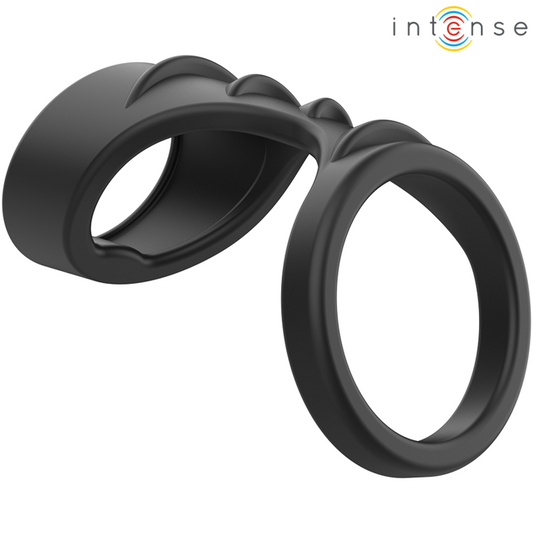 INTENSE - THEO BLACK SILICONE DOUBLE PENIS RING MODEL 3