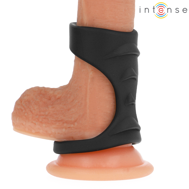 INTENSE - THEO BLACK SILICONE DOUBLE PENIS RING MODEL 3