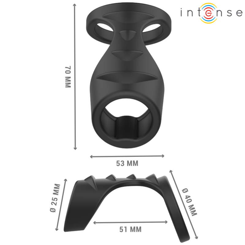 INTENSE - THEO BLACK SILICONE DOUBLE PENIS RING MODEL 3