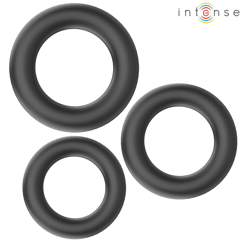 INTENSE - HUGH 3 BASIC PENIS RINGS BLACK SILICONE