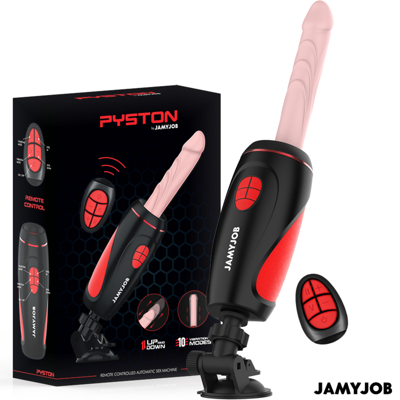 JAMYJOB - PYSTON BASE MASTURBADOR AUTOMÁTICO CON DILDO CONTROL REMOTO