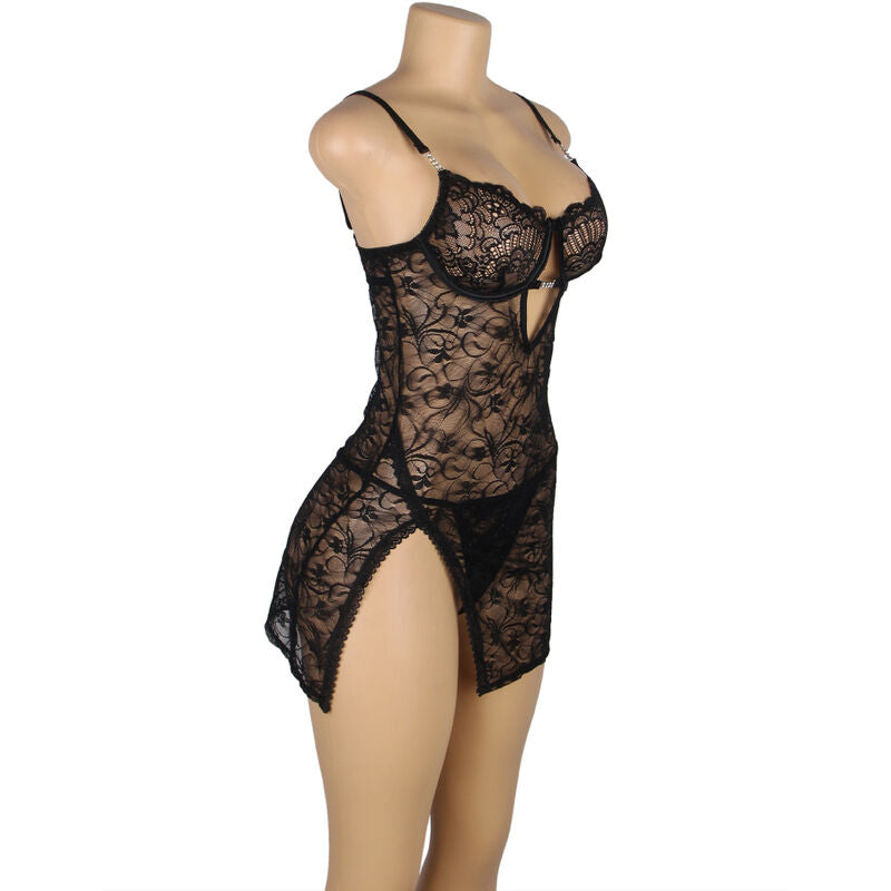 SUBBLIME - 954185 BABYDOLL DE ENCAJE CON TIRANTES AJUSTABLES NEGRO S/M