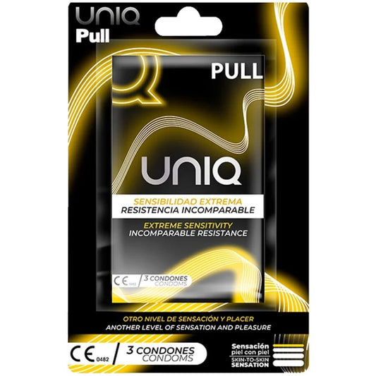 UNIQ - PRESERVATIVOS PULL COM TIRAS SEM LÁTEX 3 UNIDADES