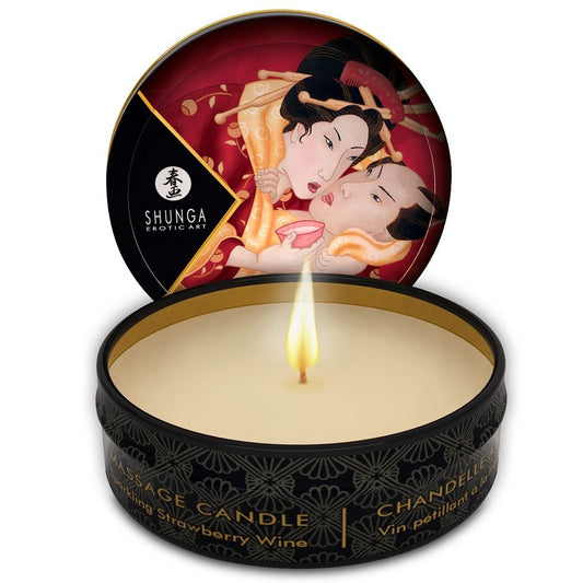 SHUNGA - MINI CARESS BY CANDELIGHT VELA DE MASSAGEM MORANGO E CAVA 30 ML