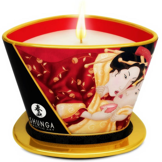 SHUNGA - MINI CARESS BY CANDELIGHT VELA DE MASSAGEM MORANGO E CAVA 170 ML