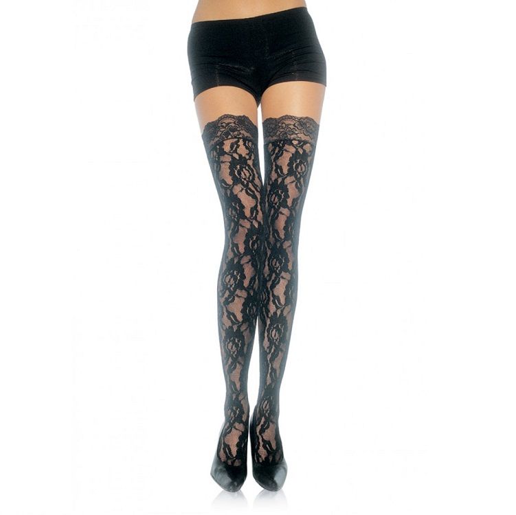 LEG AVENUE - FLORAL LACE STOCKINGS