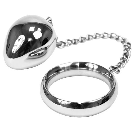 METAL HARD - COCK RING 40MM + CHAIN ​​WITH METAL BALL