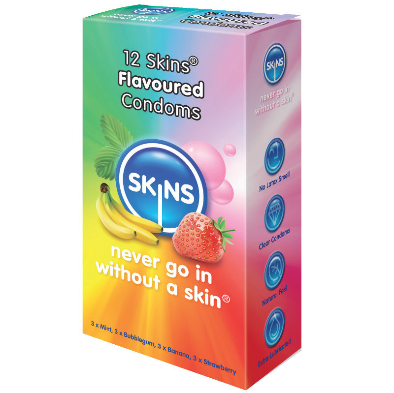 SKINS - PRESERVATIVOS VÁRIOS SABORES 12 UNIDADES