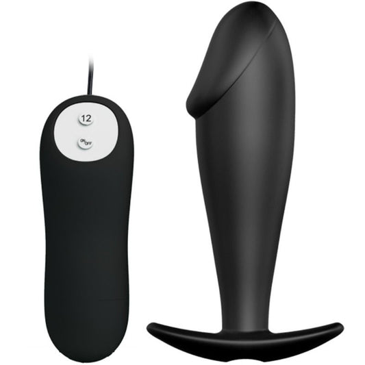 PRETTY LOVE - PLUG ANAL DE SILICONE EM FORMA DE PÊNIS COM 12 MODOS DE VIBRAÇÃO - PRETO