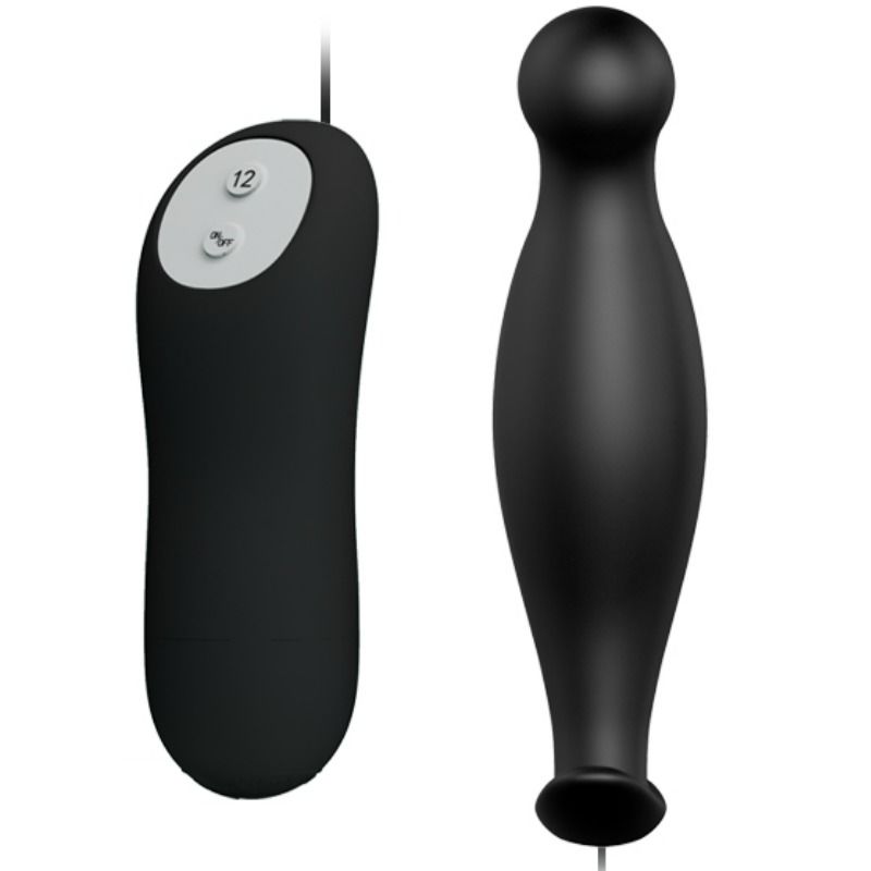 PRETTY LOVE - SILICONE ANAL PLUG 12 VIBRATION MODES BLACK