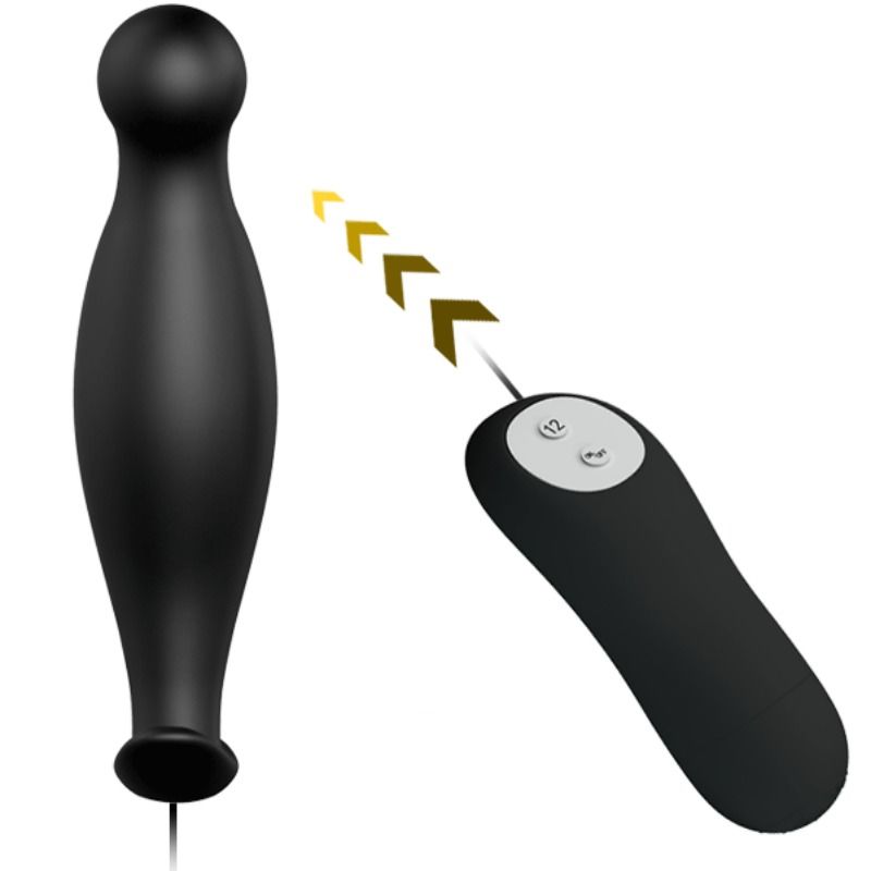 PRETTY LOVE - SILICONE ANAL PLUG 12 VIBRATION MODES BLACK