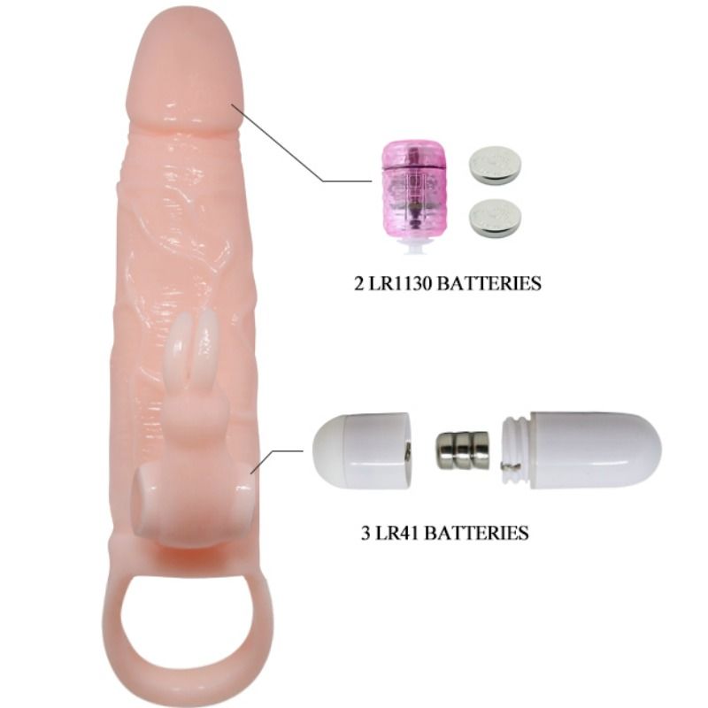 DANCE - BRAVE MAN PENIS SLEEVE WITH VIBRATING RABBIT 16.5 CM NATURAL