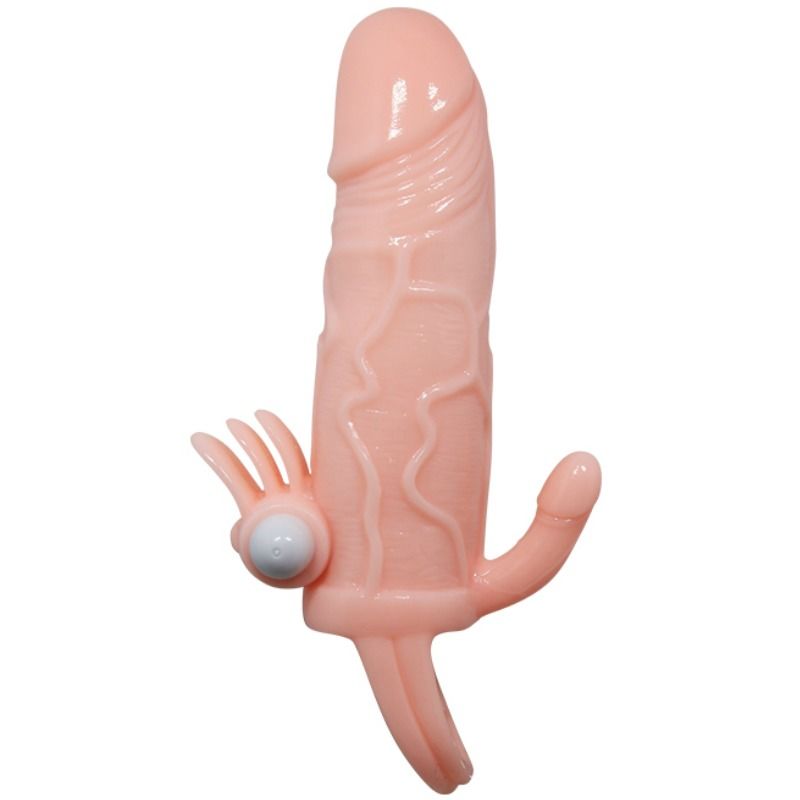 DANCE - BRAVE MAN ANAL AND CLITORIS VIBRATOR PENIS SLEEVE 16.5 CM NATURAL