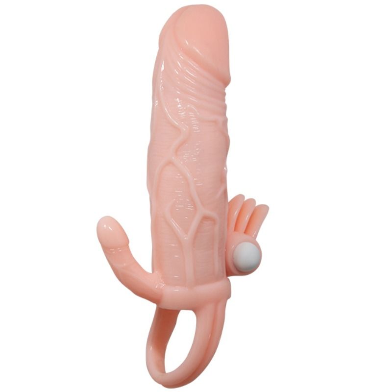 DANCE - BRAVE MAN ANAL E VIBRADOR DE CLITÓRIS MANGA DE PÊNIS 16,5 CM NATURAL