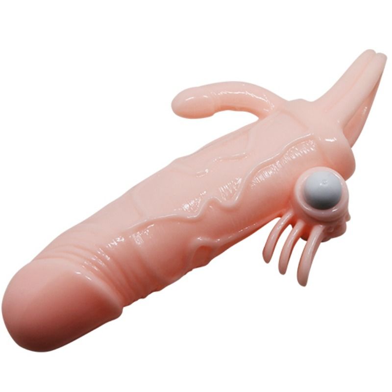 DANCE - BRAVE MAN ANAL AND CLITORIS VIBRATOR PENIS SLEEVE 16.5 CM NATURAL