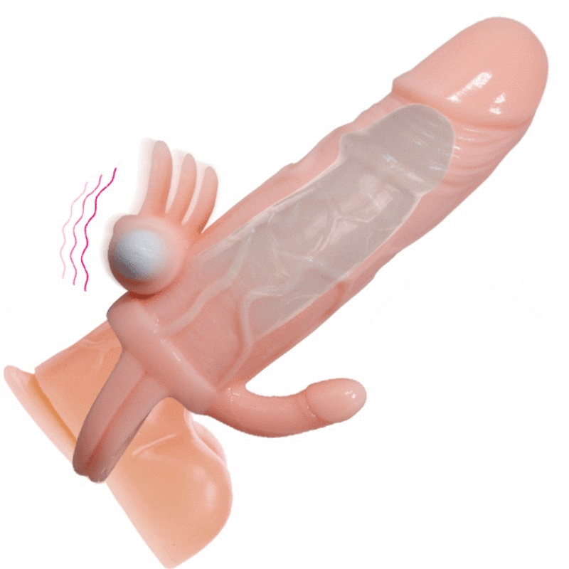 DANCE - BRAVE MAN ANAL AND CLITORIS VIBRATOR PENIS SLEEVE 16.5 CM NATURAL