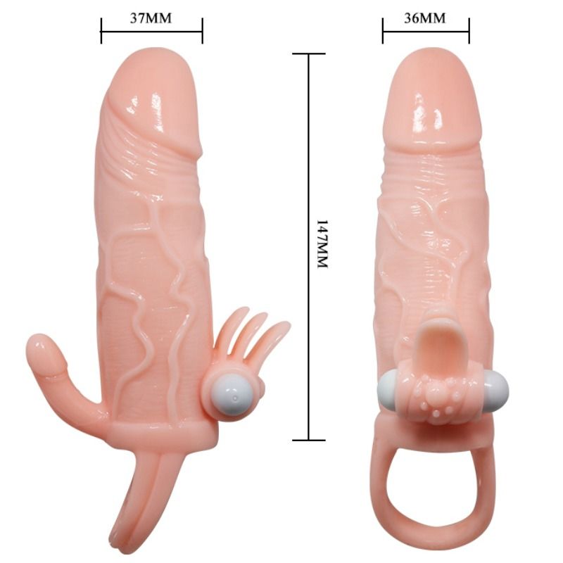 DANCE - BRAVE MAN ANAL AND CLITORIS VIBRATOR PENIS SLEEVE 16.5 CM NATURAL