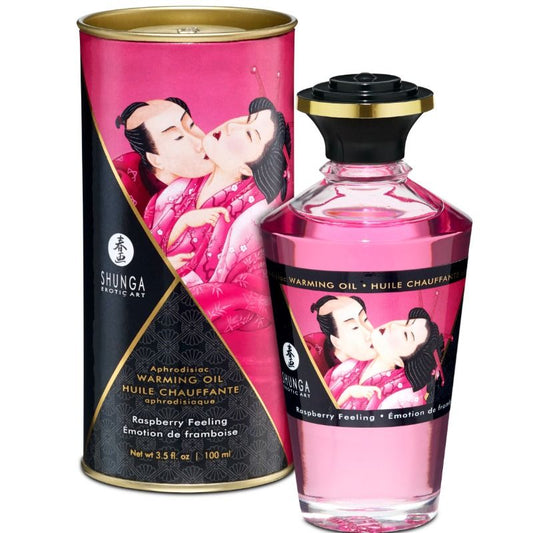 SHUNGA - ÓLEO DE MASSAGEM COM EFEITO DE CALOR SABOR INTENSO DE FRAMBOESA 100 ML