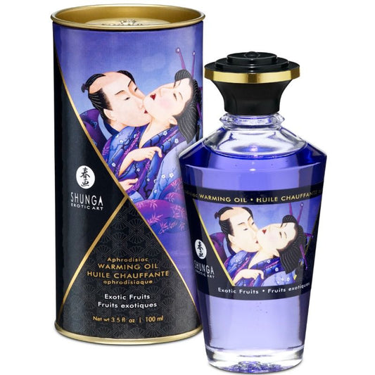 SHUNGA - ÓLEO DE MASSAGEM COM EFEITO DE CALOR E SABOR DE FRUTAS EXÓTICAS 100 ML