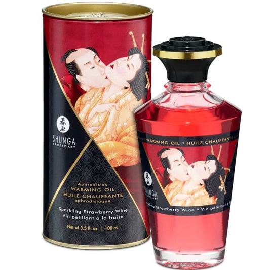 SHUNGA - ÓLEO DE MASSAGEM COM EFEITO CALOR DE MORANGO E CAVA 100 ML