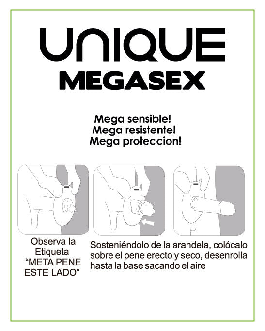 UNIQ - MEGASEX SENSITIVE PRESERVATIVOS COM CINTA-LIGA SEM LÁTEX 3 UNIDADES