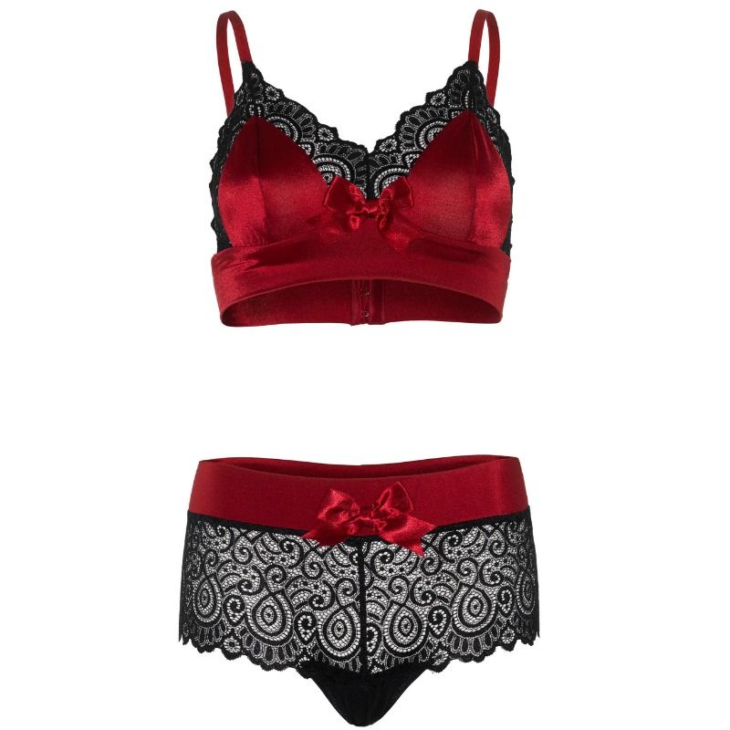 LEG AVENUE - CONJUNTO DE DUAS PEÇAS VERMELHO E PRETO P/M