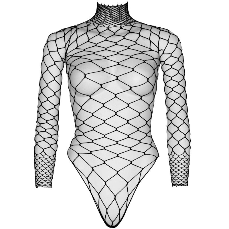 LEG AVENUE - TEDDY BODY NET MANGA COMPRIDA PRETO S/M