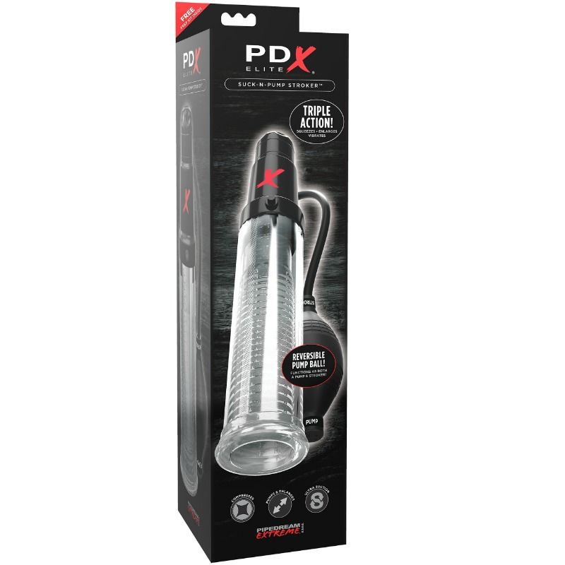 PDX ELITE - SUCK N PUMP STROKER VIBRATING MASTURBATOR