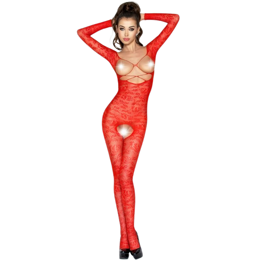 PAIXÃO - MULHER BS031 BODYSTOCKING VERMELHO TAMANHO ÚNICO