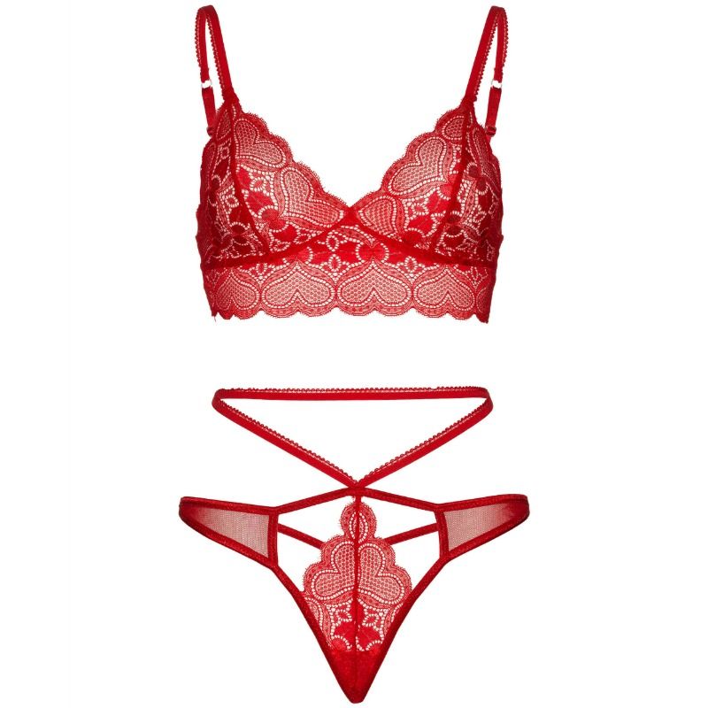 LEG AVENUE - CONJUNTO DE 2 PEÇAS COM TANGA DE ALÇA DUPLA S/M VERMELHO