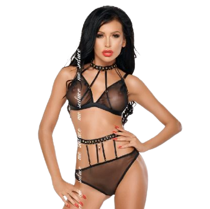 ME-SEDUCE - DOTTY TWO-PIECE SET BLACK L/XL