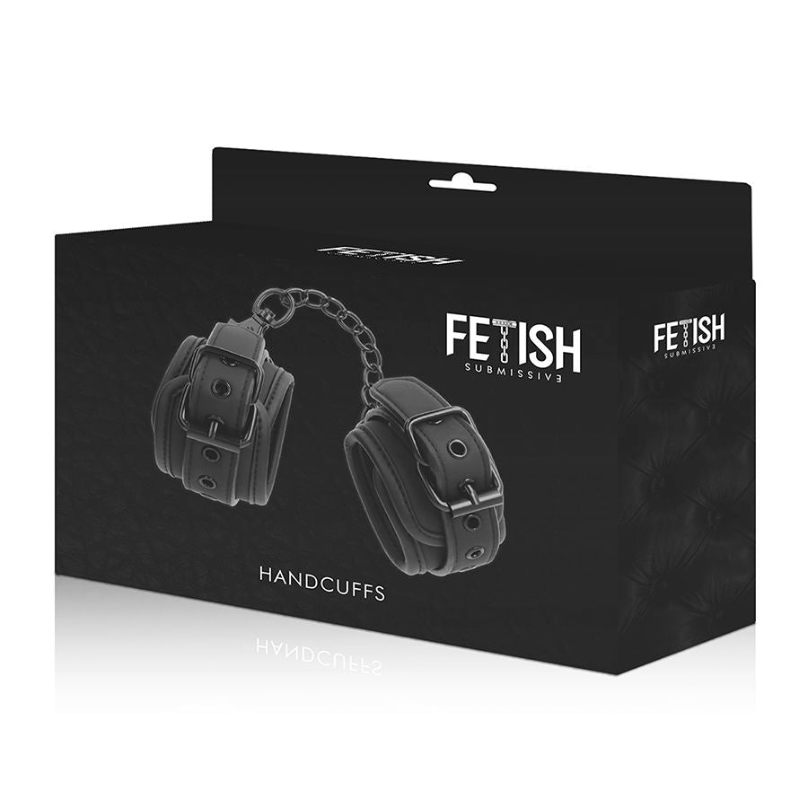 FETISH SUBMISSIVE - VEGAN LEATHER HANDCUFFS WITH NOPRENE LINING