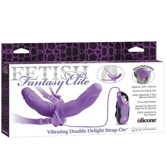 FETISH FANTASY ELITE - DOUBLE VIBRATING HARNESS LILAC 11.5CM