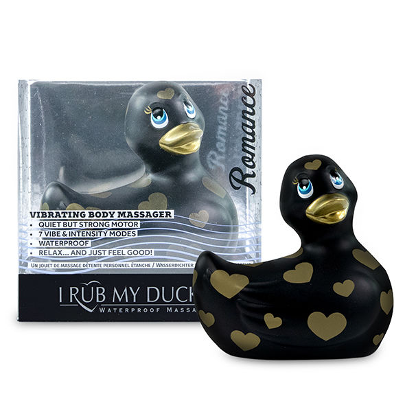 BRINQUEDOS GRANDES DE PROVOCAÇÃO - EU ESFREGO MEU PATINHO 2.0 | ROMANCE VIBRATING DUCK (PRETO E DOURADO)