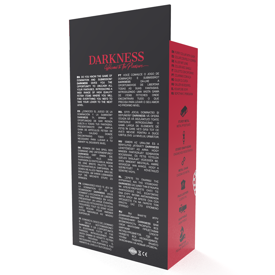 DARKNESS - COLEIRA DE POSTURA CONFORTÁVEL COM CORRENTE DE COURO