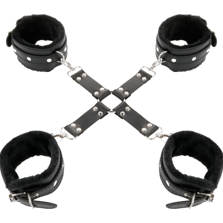 DARKNESS - BLACK LEATHER HAND AND FEET CUFFS