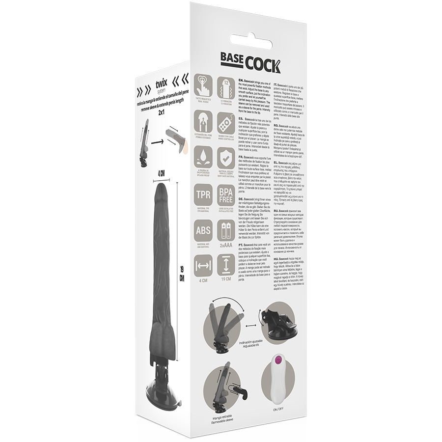 BASECOCK - REALISTIC VIBRATOR NATURAL REMOTE CONTROL 19 CM -O- 4 CM