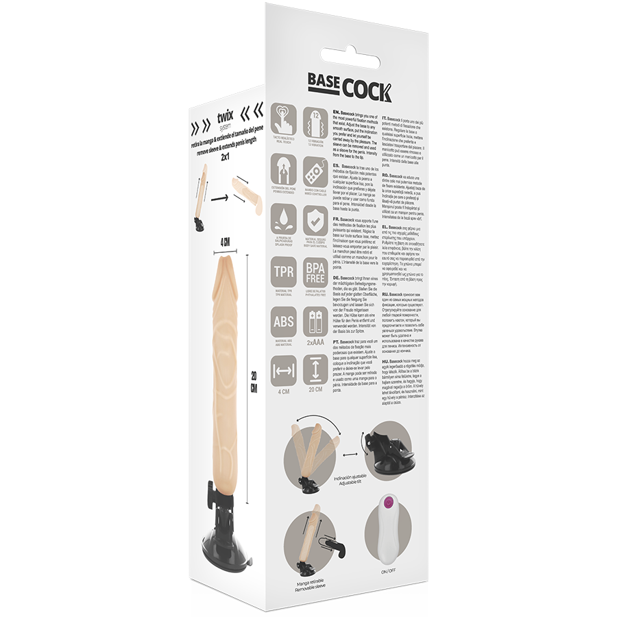 BASECOCK - VIBRADOR REALISTA NATURAL COM CONTROLE REMOTO 20 CM -OU- 4 CM