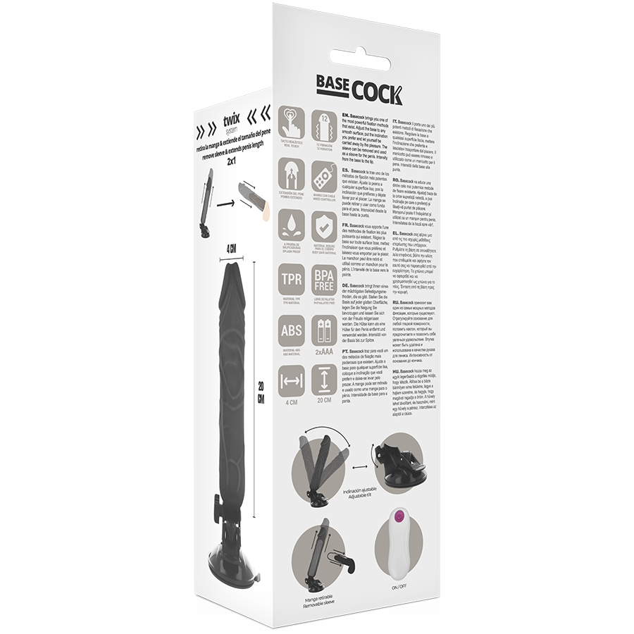 BASECOCK - VIBRADOR REALISTA NATURAL COM CONTROLE REMOTO 20 CM -OU- 4 CM