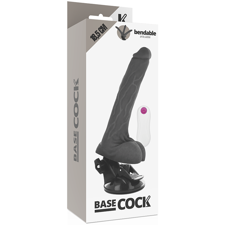 BASECOCK - VIBRADOR ARTICULADO COM CONTROLE REMOTO PRETO 18,5 CM -OU- 4 CM