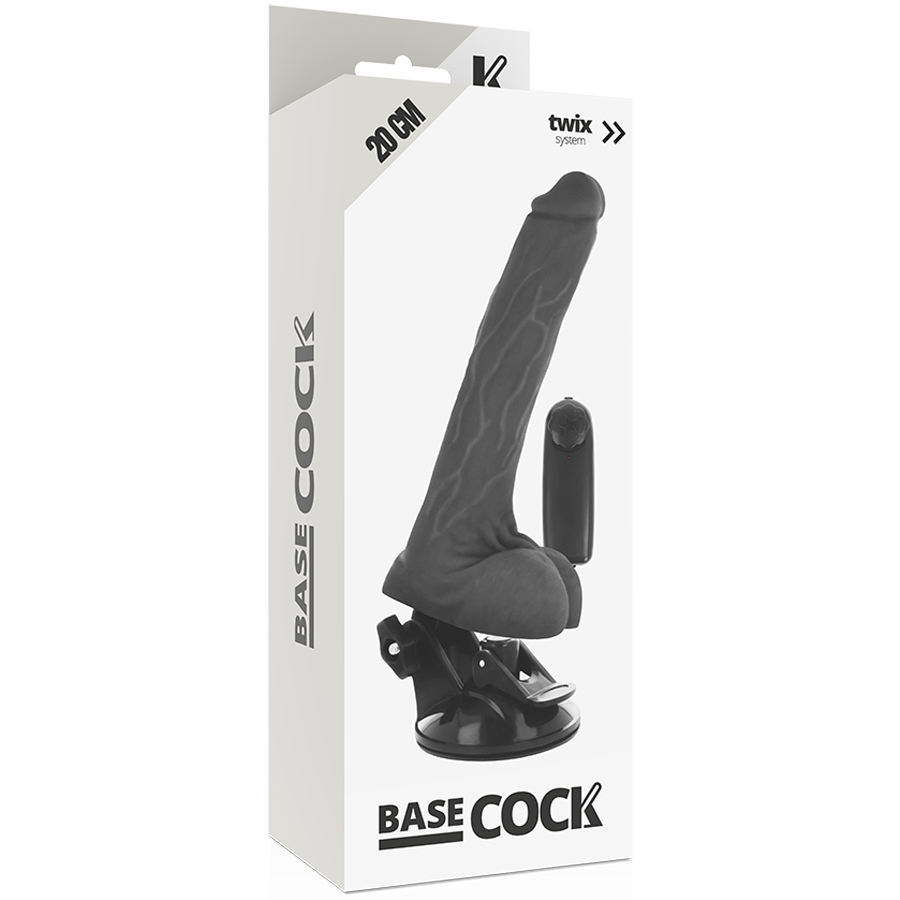 BASECOCK - NATURAL REMOTE CONTROL REALISTIC VIBRATOR WITH TESTICLES 20 CM -OR- 4 CM