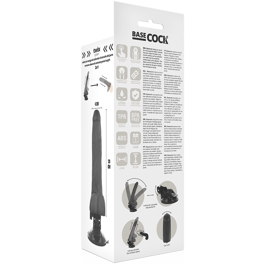 BASECOCK - NATURAL REMOTE CONTROL REALISTIC VIBRATOR WITH TESTICLES 20 CM -OR- 4 CM