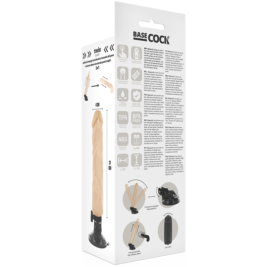 BASECOCK - VIBRADOR REALISTA NATURAL COM CONTROLE REMOTO 21 CM -OU- 4 CM