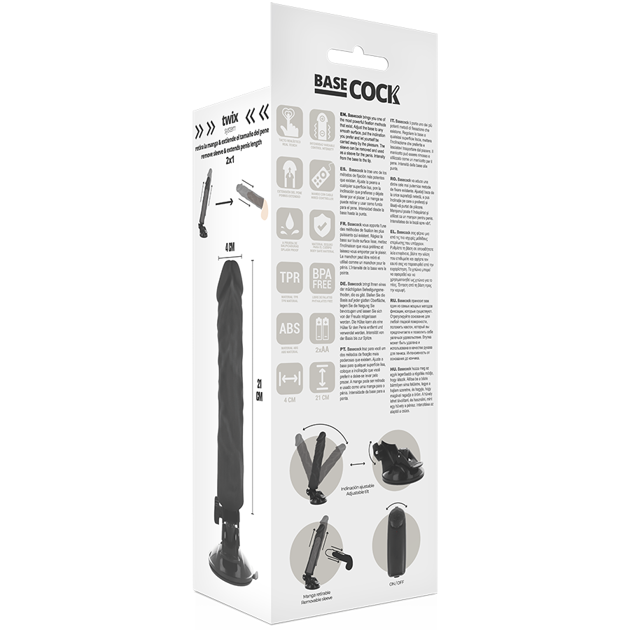 BASECOCK - VIBRADOR REALISTA NATURAL COM CONTROLE REMOTO 21 CM -OU- 4 CM