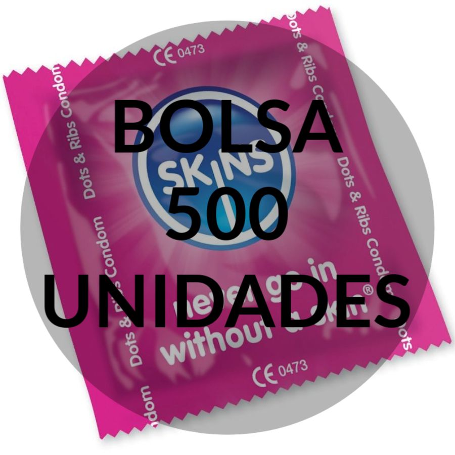 SKINS - CONDOMS WITH DOTS &amp; STRETCHES, BAG OF 500 UNITS